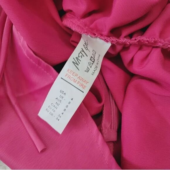 NEW Nasty Gal Ruched Satin Mini Dress in Pink Size 4 - Picture 13 of 16